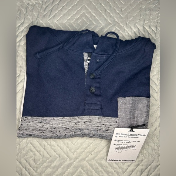 Paperdenim&cloth Men’s Colorblock Hoodie NWT Navy Gray White Size M - Picture 10 of 11